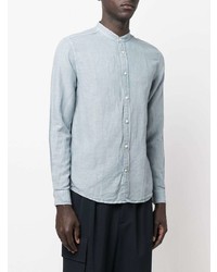 Chemise à manches longues en lin bleu clair Deperlu