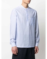 Chemise à manches longues en lin bleu clair Z Zegna