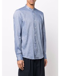 Chemise à manches longues en lin bleu clair BOSS