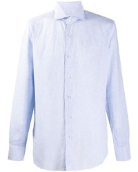Chemise à manches longues en lin bleu clair Barba