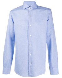 Chemise à manches longues en lin bleu clair Barba