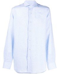 Chemise à manches longues en lin bleu clair Barba