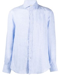 Chemise à manches longues en lin bleu clair Brunello Cucinelli