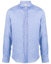 Chemise à manches longues en lin bleu clair Brunello Cucinelli