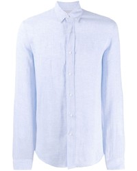 Chemise à manches longues en lin bleu clair Brunello Cucinelli