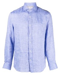 Chemise à manches longues en lin bleu clair Brunello Cucinelli