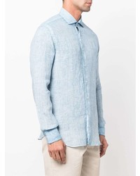 Chemise à manches longues en lin bleu clair Xacus