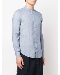 Chemise à manches longues en lin bleu clair Eleventy