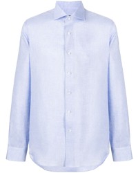 Chemise à manches longues en lin bleu clair Canali