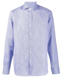 Chemise à manches longues en lin bleu clair Canali