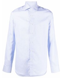 Chemise à manches longues en lin bleu clair Canali