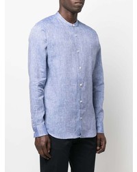 Chemise à manches longues en lin bleu clair Zegna