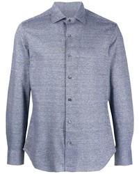 Chemise à manches longues en lin bleu clair Corneliani