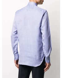 Chemise à manches longues en lin bleu clair Canali