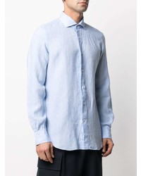 Chemise à manches longues en lin bleu clair Mazzarelli