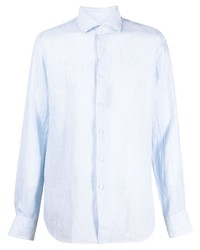 Chemise à manches longues en lin bleu clair Dell'oglio