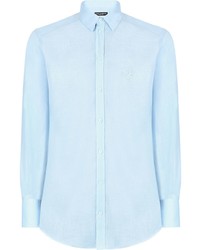 Chemise à manches longues en lin bleu clair Dolce & Gabbana