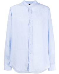 Chemise à manches longues en lin bleu clair Emporio Armani