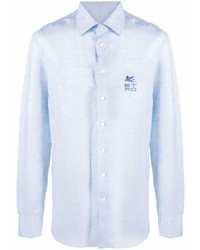 Chemise à manches longues en lin bleu clair Etro