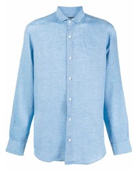 Chemise à manches longues en lin bleu clair Frescobol Carioca