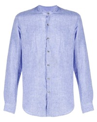 Chemise à manches longues en lin bleu clair Giorgio Armani