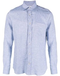 Chemise à manches longues en lin bleu clair Glanshirt
