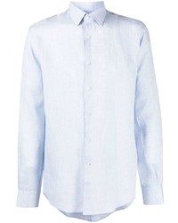 Chemise à manches longues en lin bleu clair Karl Lagerfeld