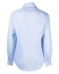 Chemise à manches longues en lin bleu clair Xacus