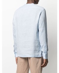 Chemise à manches longues en lin bleu clair Ermenegildo Zegna