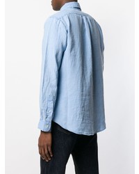 Chemise à manches longues en lin bleu clair Ralph Lauren