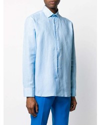 Chemise à manches longues en lin bleu clair Etro