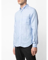 Chemise à manches longues en lin bleu clair Aspesi