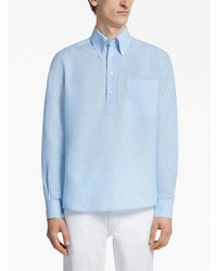 Chemise à manches longues en lin bleu clair Zegna