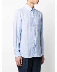 Chemise à manches longues en lin bleu clair Brunello Cucinelli