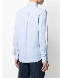 Chemise à manches longues en lin bleu clair Brunello Cucinelli