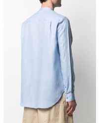 Chemise à manches longues en lin bleu clair Giorgio Armani