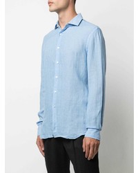 Chemise à manches longues en lin bleu clair Xacus