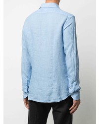 Chemise à manches longues en lin bleu clair Xacus