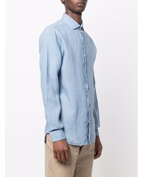 Chemise à manches longues en lin bleu clair Z Zegna