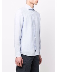 Chemise à manches longues en lin bleu clair Fay