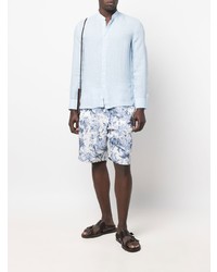 Chemise à manches longues en lin bleu clair 120% Lino