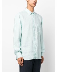 Chemise à manches longues en lin bleu clair Aspesi