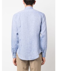 Chemise à manches longues en lin bleu clair Eleventy