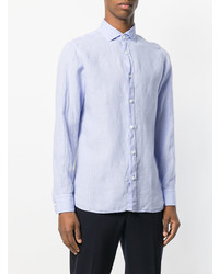 Chemise à manches longues en lin bleu clair Z Zegna