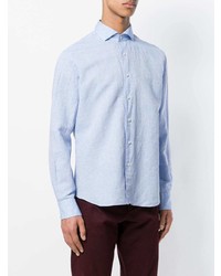 Chemise à manches longues en lin bleu clair Xacus