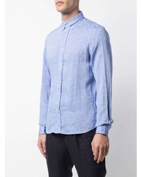 Chemise à manches longues en lin bleu clair Brunello Cucinelli