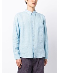 Chemise à manches longues en lin bleu clair PS Paul Smith