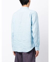 Chemise à manches longues en lin bleu clair PS Paul Smith