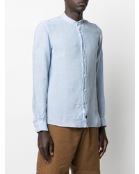 Chemise à manches longues en lin bleu clair Fay