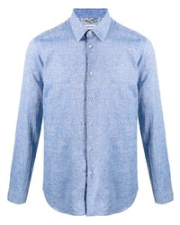 Chemise à manches longues en lin bleu clair Manuel Ritz